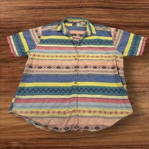 Kikomo Women's Colorful‎ Striped Pattern Button Down Shirt Size 24W Plus Size